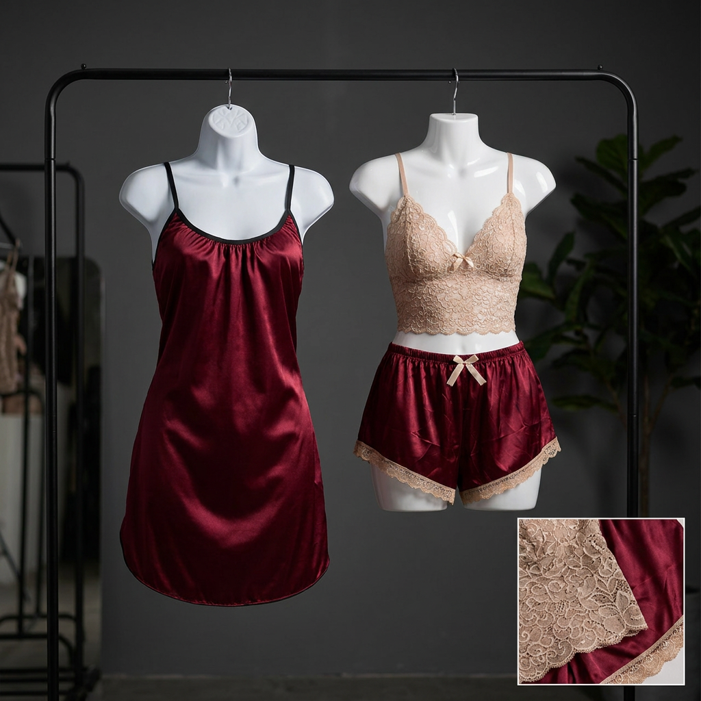 Pack Queen 3 Pièces — Ensemble Luxueux en Satin & Dentelle Soyeuse
